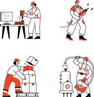 Illustration of diverse industrial workers vector
