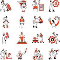 Workers performing various job tasks vector