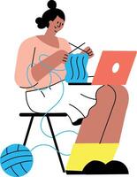 A flat style illustration showing a person doing multitasking vector