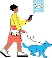 A flat style illustration showing a person giving email reply vector