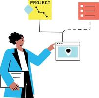 A flat style illustration showing a person representing workflow vector