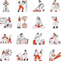 Workers performing various tasks in industry vector