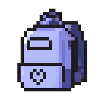 mochila presentando un corazón diseño en un píxel Arte estilo para digital diseño proyectos vector