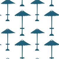 Seamless pattern featuring beach umbrellas in a repetitive design suitable for summer-themed projects vector