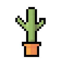 Green cactus in a pot designed art style with a pixelated look showcasing simplicity and charm vector