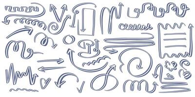 Arrows and Doodles Collection on White Background. . Design elements for direction and communication illustrations vector