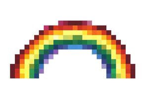 Colorful pixelated rainbow design showcasing vibrant hues in a simple and modern vector