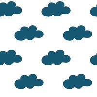 Seamless pattern featuring clouds in a calming teal against a white background for design projects vector
