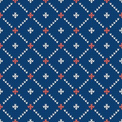 Winter knitted pattern. Nordic ethnic ornament style with dots and rhombs. Holiday background. Diamond pattern seamless texture.