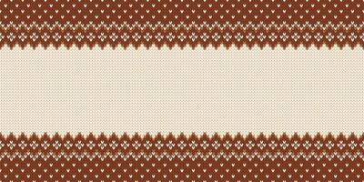 Knitwear texture. Template with empty place for text. Traditional seasonal wide background for holiday design. Winter knitted wool seamless sweater pattern. Christmas illustration beige vector