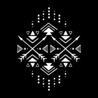 Aztec element, hand drawn ethnic ornament. Tribal design, geometric symbol for border, frame, tattoo, logo, card, decorative paper. Navajo motif, isolated on black background. vector