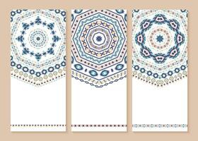 Set of ethnic banners. Stylish tribal geometric backgrounds. Templates for design with aztec illustration ornaments. vector