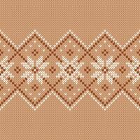 Scandinavian knitted seamless pattern. Norwegian native style sweater, ornament with snowflakes illustration. Wool texture. Fair Isle design. Winter holiday background vector