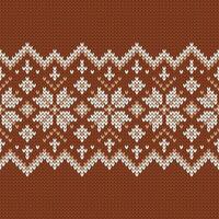 Scandinavian knitted seamless pattern. Norwegian native style sweater, ornament with snowflakes. Fair Isle design. Wool texture. Winter red holiday background illustration vector