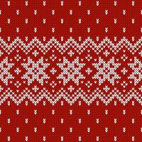 Scandinavian knitted seamless pattern. Norwegian native style sweater, ornament with snowflakes. Fair Isle design. Wool texture. Winter holiday red illustration background vector