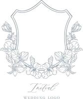 Elegant Wedding Crest and Emblem in Line Art Style vector