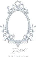 Elegant Oval Frame with Flowers for Wedding Invitation vector