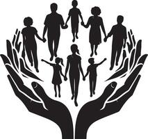 Intergenerational family unity and protection,Silhouette of Intergenerational Family Showing Unity and Protection Across Generations. new 2025 trendy. vector
