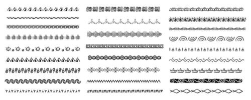 Ethnic border, traditional hand drawn divider, doodle separator. Ancient motif line geometric brush, for frames, design element. vector