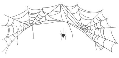 Spiderweb cartoon cobwebs for Halloween design. illustration of hanging spider nets, ideal for dark spooky banners, decorations, or creepy party backdrops. vector