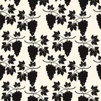 Dark Grape vine pattern, vine silhouette on creme background. vector