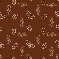 Brown pattern with coffee beans and lettering Coffee. vector