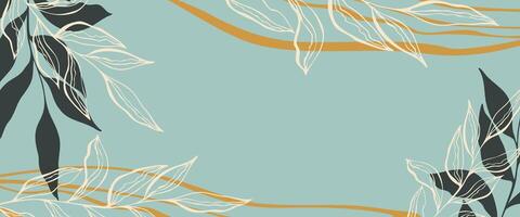 Abstract universal botanical background, horizontal banner on blue pastel color. Template for invitations, congratulations, greetings. vector