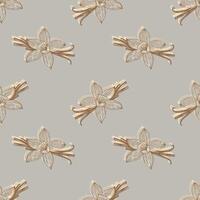 Pattern with aromatic spices Vanilla flowers and vanilla beans. vector