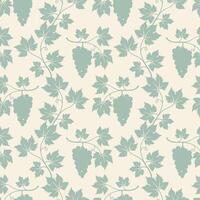 Grapevine pattern, green bunches of grapes silhouettes on beige background. vector