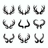 Collection of stylized black antlers and horns on a white background vector
