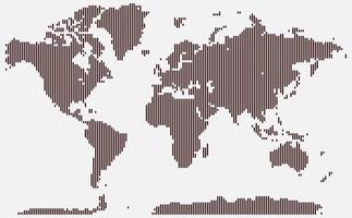 Realistic vertical line shape dotted infographic of Earth focusing on the continents vector