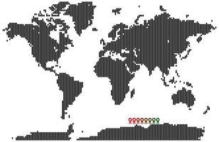 Rectangle and vertical line shape world map showcasing global patterns vector