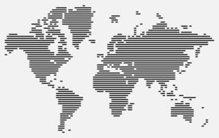 Realistic line shape world map feathering abstract country boundary in horizontal shape. Global reach with this horizontal line shape world map. A perfect mix of design, geography, infographic appeal. vector