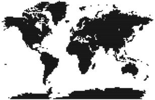 Rectangle and horizontal line shape world map in art vector