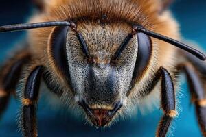 Close up of a Honeybee head with details of its antennas photo