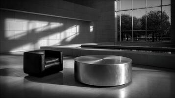 Minimalist black and white design in a modern Fort Worth space photo