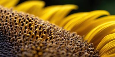 Sunflower disc and petals close up during the daytime photo