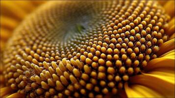 Sunflower detail of central disk in bright sunlight outdoors photo