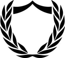 Minimal Laurel Wreath Shield Elegant Black Silhouette Emblem vector