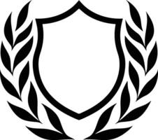 Minimal Black Laurel Wreath and Shield Design vector