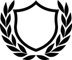 Classic Laurel Badge with Shield Frame - Silhouette vector