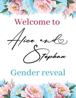 Welcome banner Gender reveal party Boy or girl Beautiful flowers
