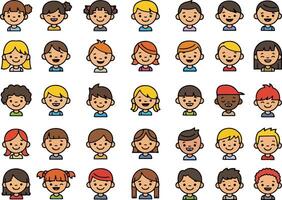 A Set of 35 different Cartoon Character Face icons vector