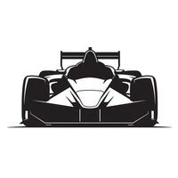 Silhouette illustration of a modern formula one race car viewed directly from the front vector