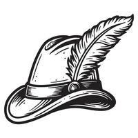 Traditional bavarian hat with feather illustration graphic for oktoberfest and german themes vector