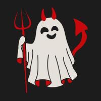 Playful Devil Ghost Character with Trident for Halloween vector
