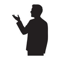 Silhouette of a man in a suit gesturing outwards ideal for business concepts vector