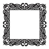 Elegant black and white square frame with ornate swirls and decorative border design vector