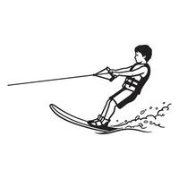 illustration of a young person waterskiing on a calm lake day vector