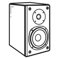 Black and white illustration of a professional audio loudspeaker for music and sound vector